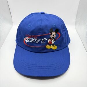 Vintage Disney Mickey Unlimited Sport Blue Baseball Hat 90s Embroidered OSFM Cap